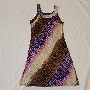 JM Collection Brown and Pink Patterned Dress Size Large